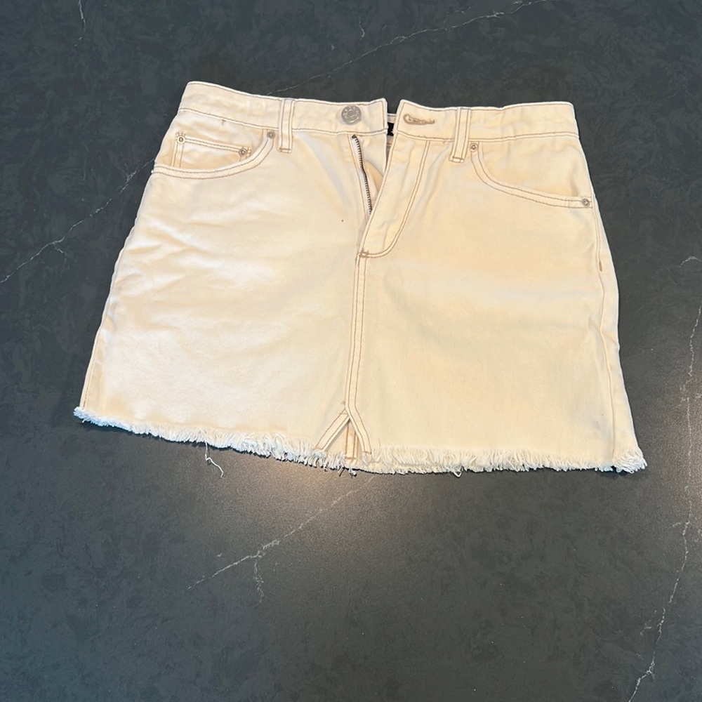 adorable white jean mini skirt
